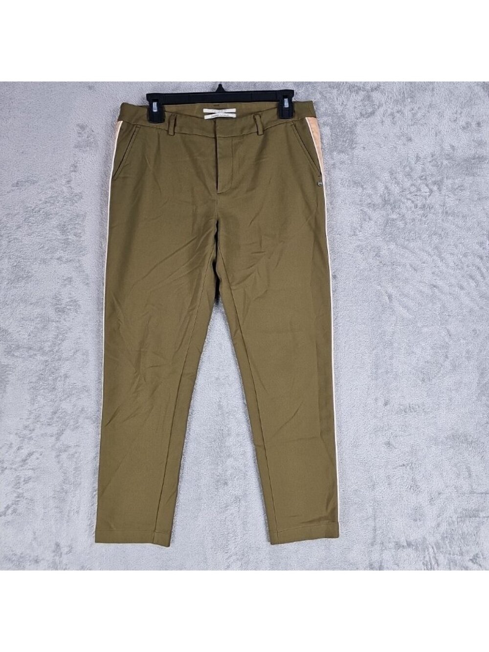 Scotch & Soda Chino Pants Womens S Green Twill Side Stripe Tapered Stretch
